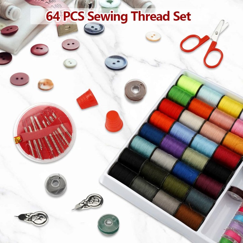 64 Pieces Sewing Thread for Sewing Machine, Sewing Thread Set