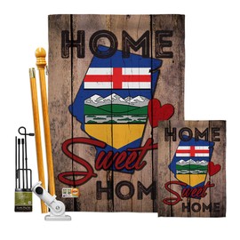Ornament Collection FK191177-BO Alberta Sweet Home World Canada Provinces Decorative Vertical Kit, House & Garden Flags Set w/Flagpole, Multi-Color