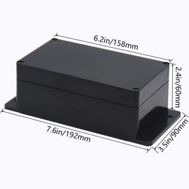 Zulkit Junction Box ABS Plastic Dustproof Waterproof IP65 Universal Electrical Boxes Project Enclosure with Fixed Ear Black 6.22 x 3.54 x 2.36 Inch (158 x 90 x 60mm) (Pack of 1)
