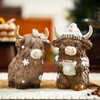 Burbell 2 Pack Winter Highland Cow Figurine Decor Resin Winter