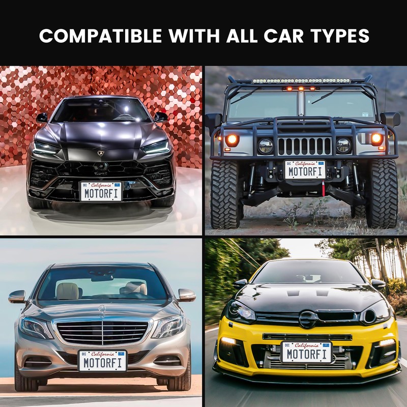 Motorfi 2 Pcs Silicone License Plate Frames with Polycarbonate Covers,