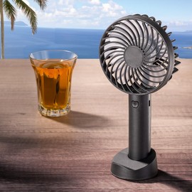 EUROtops Mobiler Mini-Ventilator – Wiederaufladbarer Hand- / Tischventilator, 3 Kühlstufen, Schwarz, Mit USB-Kabel, Bis zu 2 Stunden Leistung für Camping/Garten/Unterwegs