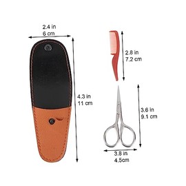 Mikinona 2pcs Professional Beard Scissors Set Precision Shears for Mustache Beard Trimming Leather Beauty Case