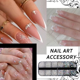 1 Box Nail Art Rhinestones, Colorful Beads for Nails, Semicircular Pearl Balls, Nail Pendants, Stainless Steel Beads, Colorful Flat Back Beads for Women, Nail Decorations