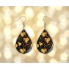 Twisted R Design Black and Gold Hearts Print Wood Dangle