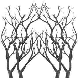 SEWACC Artificial Antler Dried Tree Branches 4pcs Plastic Manzanita Branches Decorative Plant Twigs Branch for Wedding Home (Black)