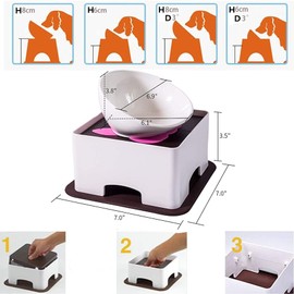 Bulldog Raised Ceramic Dog Feeding Bowl,Cilkus Adjustable Elevated Dog Bowls Set Anti-Slip,Standing Pet Feeding Dish for Small Medium Dogs and Cats (Black)