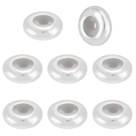 BENECREAT - 8 abalorio de plata de ley con goma, tapón deslizante Rondelle, abalorio de engarzado de plata para pulseras de bricolaje, accesorios para hacer collares y joyas