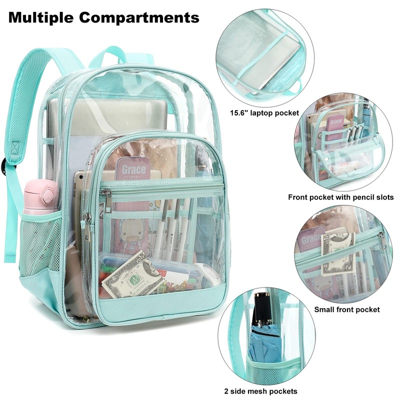 Esfoxes Heavy Duty Clear Backpack, School Backpack College Bookbag PVC