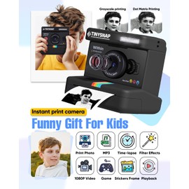 Kids Camera Instant Print, Christmas Birthday Gifts for Girls and Boys Age 3-12,1080P Kids Instant Cameras That Print Photos,Portable Toddler Toy for 3 4 5 6 7 8 9 10 11 Year Old Boys (Black)