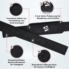 AQF Lifting Straps Strength Training (Gel Padded), Professional Lifting Straps for Bodybuilding and Weightlifting, Deadlift Straps, Gym Straps, Fitness Lifting Straps in Pair for Men and Women