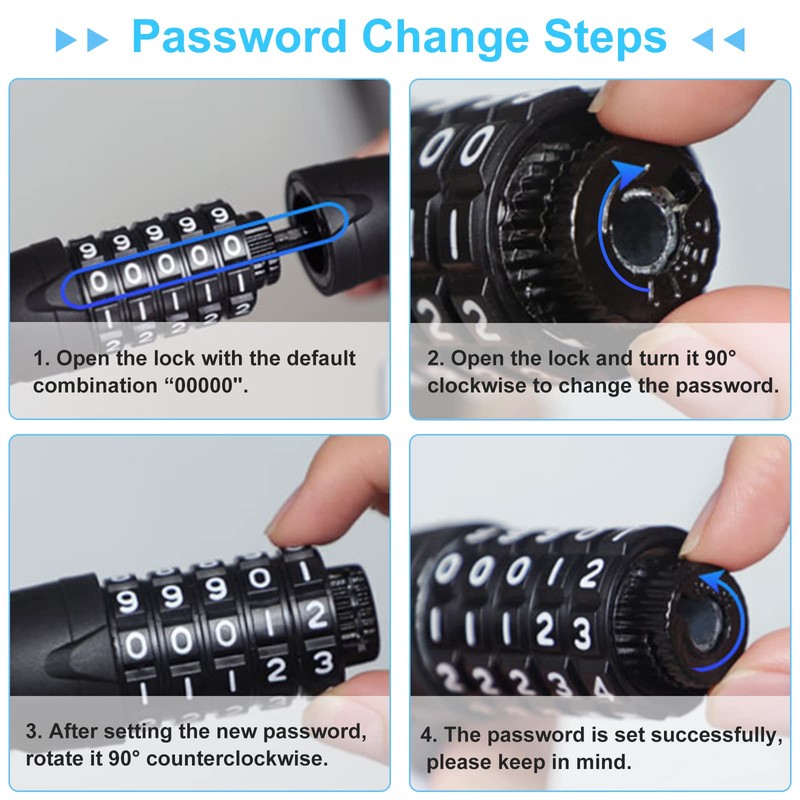 Bomkim Bicycle Lock, High Security Level 5-Digit Code Chain Lock,