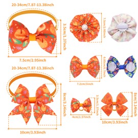 JpGdn 120PCS Dog Costume Fall Pack Including 60PCS Dogs Collars Flowers and Bowties Attachments 20PCS Bowties with Adjustable Collar 40PCS Puppies Hair Bows Pumpkin Maple Leaves Grooming Accessories
