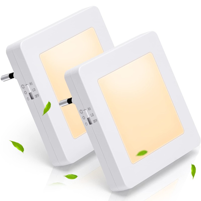 Aigostar Pack of 2 Night Light Socket with Twilight Sensor,