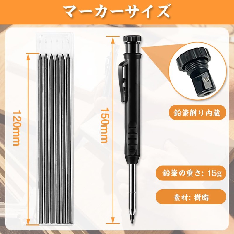 Carpenter Pencils with Built-In Sharpener, Sharpener Pencil Set with Refill,