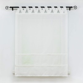 Joyswahl Mila Roman Blind, Semi-Transparent, Monochrome, Bands Roller Blind with Loops Window Curtains, Pack of 1, Polyester, White, BxH 60x140cm
