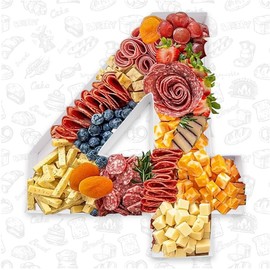 12inch Fillable Cardboard Tray Number Paper Mache Box for Charcuterie, Chocolate, Candy, Party Decorations (4 Shape)