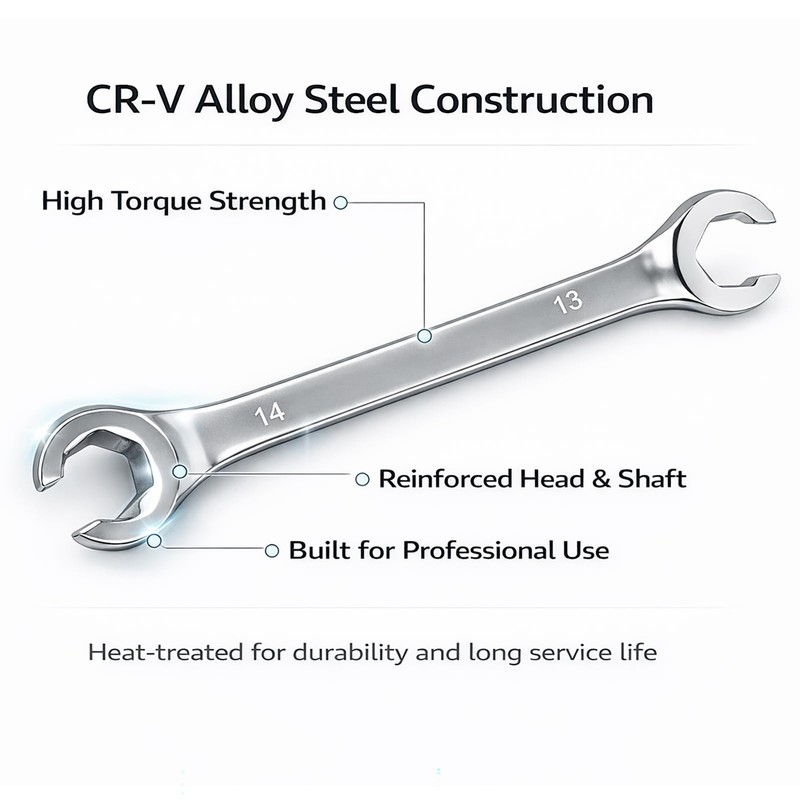wanlvkang Flare Nut Wrench Set, 9–17mm Offset End Spanner Metric,