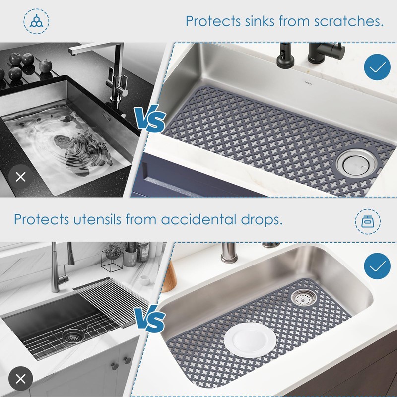Flytime Silicone Sink Protectors for Kitchen Sink with Right Side