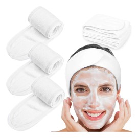 Douad Facial Spa Diadema Maquillaje Cinta Mágica Cabello 6 Pza Diademas Faciales Con Cinta Mágica Pack De 6 Unidades, Suaves Y Lavables, Perfectas Para Maquillaje Y Spa - Blanco