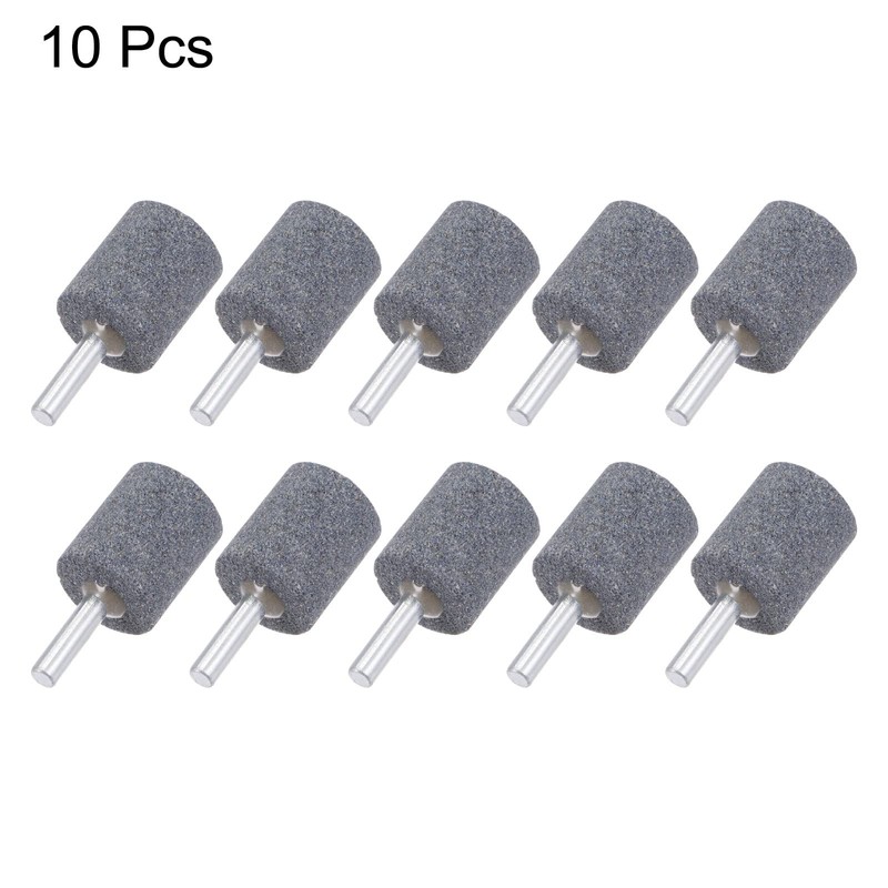 sourcing map 10 Pcs Abrasive Mounted Stone 1/4" Shank 1"