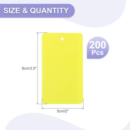 PATIKIL Waterproof Blank Shipping Tags 3.5" x 2", 200 Pcs Plastic Price Hang Labels Tags with Hole for Luggage Labeling Clothing Marking Identification, Yellow