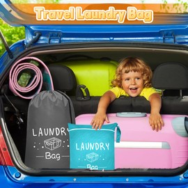 2 Sizes Laundry Bags for Travelling, Large Travel Laundry Bag for Wet/Dry Dirty Clothes Compact Drawstring and Zipper Travel Clothes Bags for Camping Swimming Fitness Family Trip and Holiday