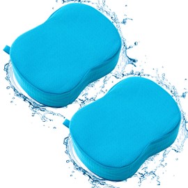 Suzile 2 Pcs Hot Tub Booster Seat Weighted Spa Bathtub Booster Seat Bottom Non Slip Micro Dot Quick Dry Portable Cushion with 3D Air Mesh Cover Tub Accessory for Indoor Outdoor (Blue)