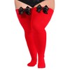 Moon Wood Women Plus Size Bow Thigh Highs Stockings Opaque