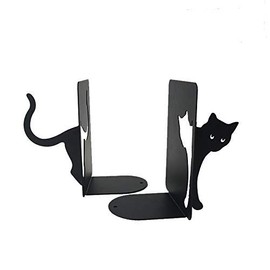 Decorative Book ends - Black Cat Bookends for Shelves - Desk Organizers and Accessories - Book Holder for Desk - Decor for Bookshelf