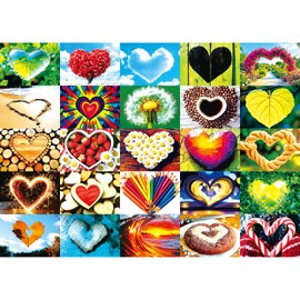 Love Heart 1000 Piece Puzzle for Adults Valentine's Love Collage Puzzles for Adults 1000 Pieces Colorful Love Shaped Jigsaw Puzzles 1000 Pieces Family Challenging Puzzle (27.5"X19.6")