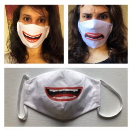 Handmade Face Covering Mask Lips Smile Cotton fabric Adults Size M