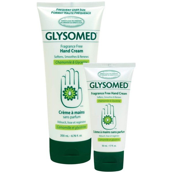 Glysomed Fragrance Free Hand Cream Pack (1 x Large Tube 200mL / 6.76 fl oz and 1 x Mini Travel Size Tube 50mL / 1.7 fl oz)
