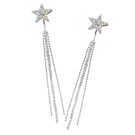 Baluue 1 Pair Sparkly Star Dangle Earrings for Women Lightweight Rhinestone Tassel Jewelry for Parties Banquets and Daily Wear Catching