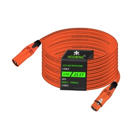 XLR to XLR Microphone Cable XLR Male to Female Mic Cable 3-Pin Balanced Shielded 27AWG OFC XLR Cable for Mic Mixer, Recording Studio, Podcast-Multi Colored, Zinc Alloy Connectors 1 Pack (Orange, 25FT)