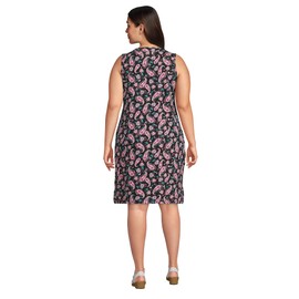 Lands' End Womens Cotton Jersey Sleeveless Cover-up Dress Colorblock Black Multi Paisley Floral Plus 1x
