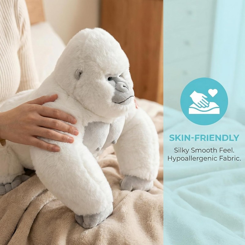 ZHONGXIN MADE Albino Gorilla Plush Toy, Realistic Albino Gorilla Stuffed