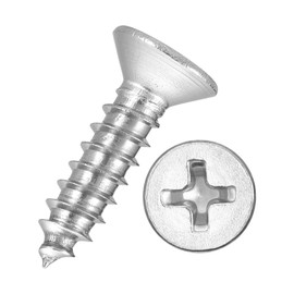 Kozelo 200pcs Phillips Flat Head Wood Screws - [#7x5/8"] 304 Stainless Steel Countersunk Self Tapping Screws for Furniture Assembly, Interior Trim, Outdoor Construction, Silver