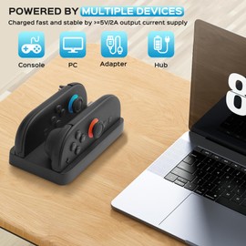 Charging Dock for Switch 2 Joy Con & OLED Controllers, NS2 Controller Mini Charger with LED 2 Colors Indicator Light, 2 in 1 Controller Charging Station with Charging Accessories