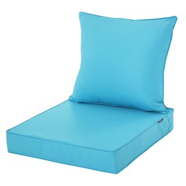 Comcaver Patio Cushions for Outdoor Furniture, Fade and Weather Resistant Deep Seat and Backrest Cushion Set for Chair Sofa Couch Swing, 24x24 Inch, Teal, 1 Set