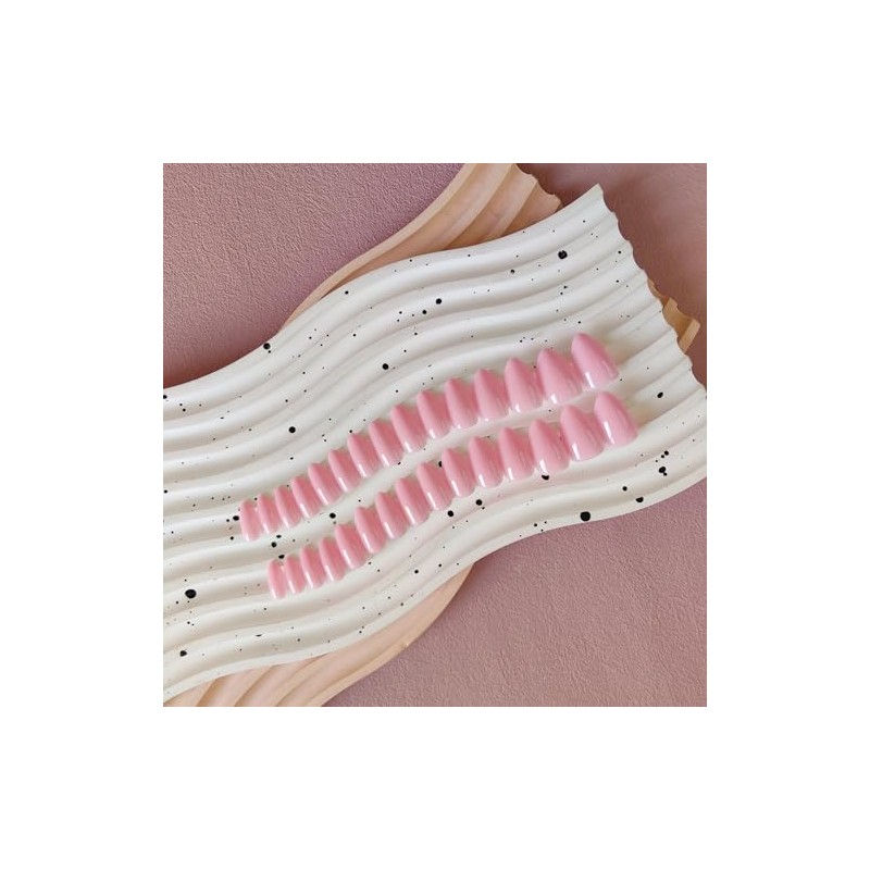 SXVME Uñas Postizas Cortas Almendradas Rosas, Uñas Postizas Con Pegamento,