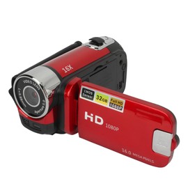 Video Camera Camcorder, Vlogging Camera Recorder, 1080P 16MP, 2.4 Inch Rotatable Screen, 16X Zoom HD Video Recorder with Fill Light, Loop Recording (Red)