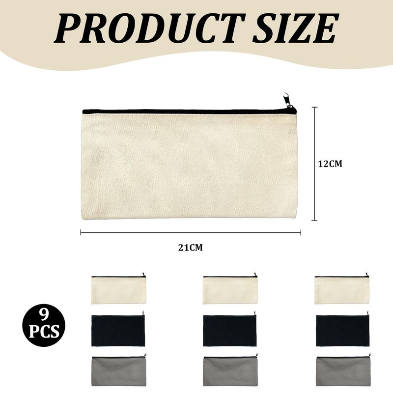 9-Piece Canvas Storage Bags, Graffitiable Storage Bags, Portable Storage Bags,