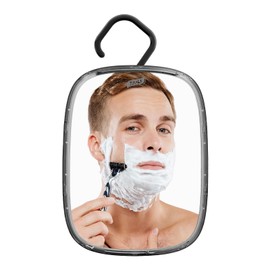TAILI Shower Mirror Fogless for Shaving, Wall Hanging for Travel Camping, Removable Fog Free Shave Mirror for Shower Accessories, Bathroom, Portable, Shatterproof - for Men, Women(Black)