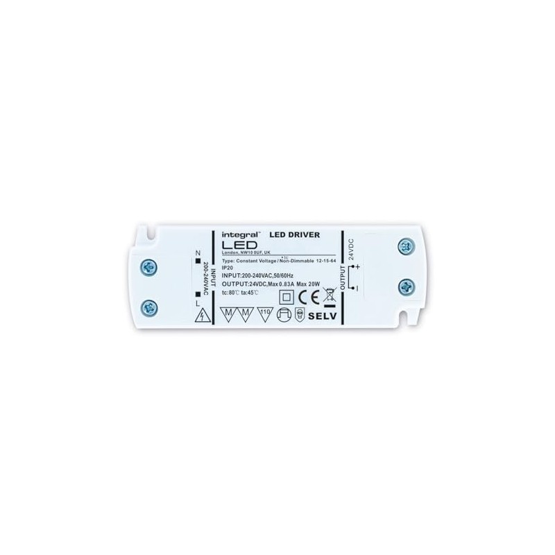Integral ILDRCVA086 24v LED Driver 15w, screw terminals