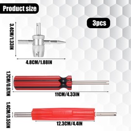 3pcs Tire Valve Stem Tool, 4-in-1 Tire Valve Tool Premium Single Heads Valve Core Remover Multi Function Tire Valve Stem Installer Tool, Valve Stem Removal Puller Tool for Bicycle Bike Automobile Car