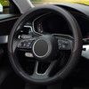 KAFEEK 16 inch Steering Wheel Cover, Black Microfiber Leather Viscose,