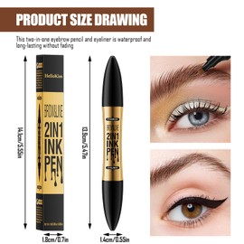 Augenbrauenstift Wasserfest, 2-in-1 Dual-Ended Microblading Augenbrauenstift, Flüssiger Eyeliner, Wischfest Eyebrow Pencil Kann Leicht Natürliche Augenbrauenfarbe