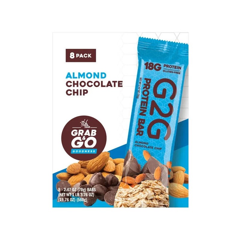 G2G 3-pack Almond Chocolate Chip Protein Bars, 24-count