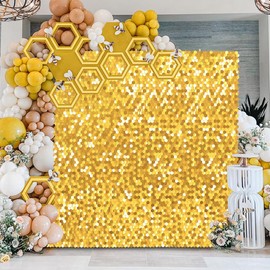 Gold Shimmer Wall Backdrop 6ftx4ft Glitter Background Birthday Sequin Photo Backdrop Gold Backdrop for Parties Anniversary Bridal Shower Stage Decor